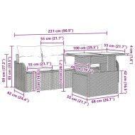 Градински Софа Комплект 6 pcs Светлосиво полиратан