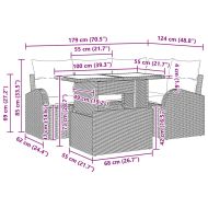 Градински Софа Комплект 5 pcs Светлосиво Полиратан