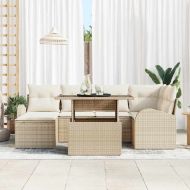 Градински Софа Комплект с възглавница 7 pcs бежово и кремаво