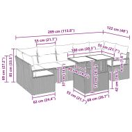 Градински Софа Комплект 8 pcs Кафяво и кремаво полиратан