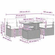 Градински Софа Комплект 6 pcs Светлосиво полиратан