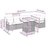 Градински Софа Комплект с възглавница 7 pcs Сив Полиратан