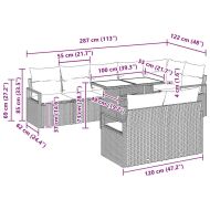 Градински Софа Комплект 9 pcs Светлосиво полиратан