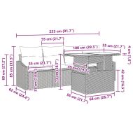 Градински Софа Комплект 5 pcs Светлосиво полиратан