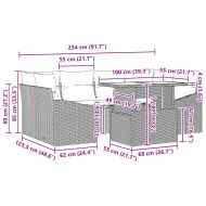 Градински Софа Комплект 7 pcs Черно и кремаво полиратан