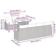 Градински Софа Комплект 8 pcs Черен и кремав полиратан