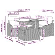 Градински Софа Комплект 5 pcs Светлосиво полиратан