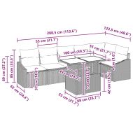 Градински Софа Комплект 7 pcs Светлосиво полиратан