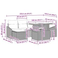 Градински Софа Комплект с възглавница 7 pcs Черно