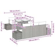 Комплект дивани с възглавница 6 pcs Сив полиратан