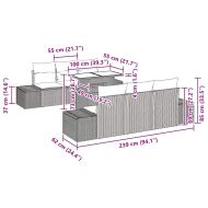 Комплект дивани с възглавница 7 pcs Черен и кремав полиратан