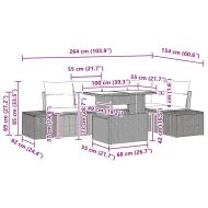Градински Софа Комплект с възглавница 6 pcs Бежово полиратан