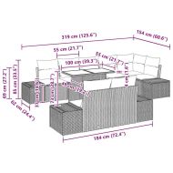 Градински Софа Комплект 9 pcs Кафяв и Кремав полиратан