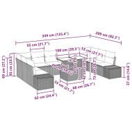 Градински Софа Комплект с възглавница 11 pcs Кафяво и кремаво