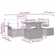 Градински Софа Комплект с възглавница 6 pcs Черно