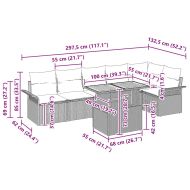 Градински Софа Комплект с възглавница 7 pcs Черно