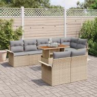 Градински Софа Комплект 9 pcs Бежов и Светло Сив полиратан