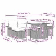 Градински Софа Комплект с възглавница 7 pcs Черно