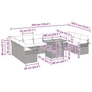 Градински Софа Комплект с възглавница 11 pcs Черно и кремаво