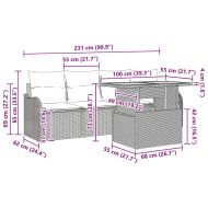 Градински Софа Комплект с възглавница 5 pcs бежово и кремаво