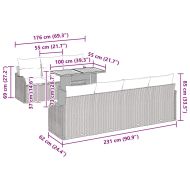 Градински Софа Комплект с възглавница 8 pcs Сив