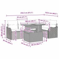 Градински Софа Комплект с възглавница 6 pcs Черно и кремаво