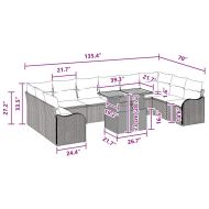 Градински Софа Комплект с възглавница 11 pcs Черно и кремаво