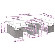 Градински Софа Комплект с възглавница 11 pcs Сив