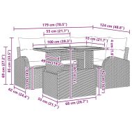 Градински Софа Комплект с възглавница 5 pcs Черно и кремаво