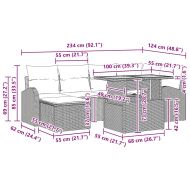 Градински Софа Комплект с възглавница 7 pcs Черно