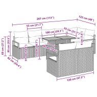 Градински Софа Комплект с възглавница 9 pcs Черен и кафяв