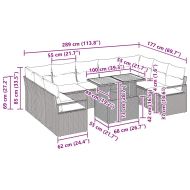 Градински Софа Комплект с възглавница 10 pcs Черен и кремав