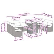 Градински Софа Комплект с възглавница 11 pcs Бежово и сиво