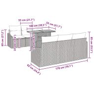 Градински Софа Комплект с възглавница 7 pcs Черен и кафяв