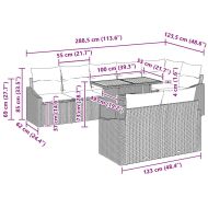 Градински Софа Комплект с възглавница 9 pcs Сив и кафяв