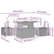 Градински Софа Комплект с възглавница 5 pcs Черен и кафяв