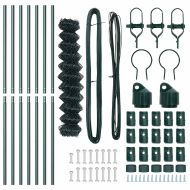 Оградна верига с колони Зелен 1 x 10 m Стомана