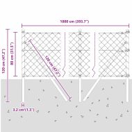 Оградна верига с колони Сив 0.8 x 10 m Стомана