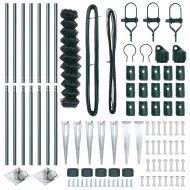 Оградна верига с колони Зелен 1 x 10 m Стомана