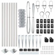 Оградна верига с колони Сребрист 1 x 10 m Стомана