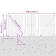 Оградна верига с колони Сребрист 1.5 x 10 m Стомана