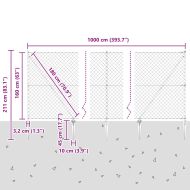 Оградна верига с колони Сребрист 1.6 x 10 m Стомана