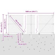Оградна верига с колони Сребрист 1.4 x 10 m Стомана