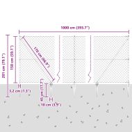 Оградна верига с колони Сребрист 1.5 x 10 m Стомана