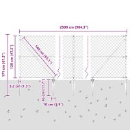 Оградна верига с колони Сребрист 1.2 x 25 m Стомана
