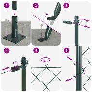 Оградна верига с колони Зелен 1 x 10 m Стомана