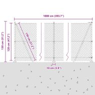 Оградна верига с колони Зелен 1.2 x 10 m Стомана