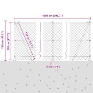 Оградна верига с колони Зелен 1.2 x 10 m Стомана