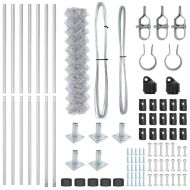 Оградна верига с колони Сребрист 1 x 10 m Стомана