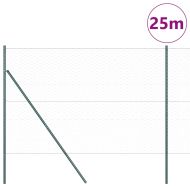 Оградa с колчета Зелен 1.5 x 25 m Покрит със PVC стомана